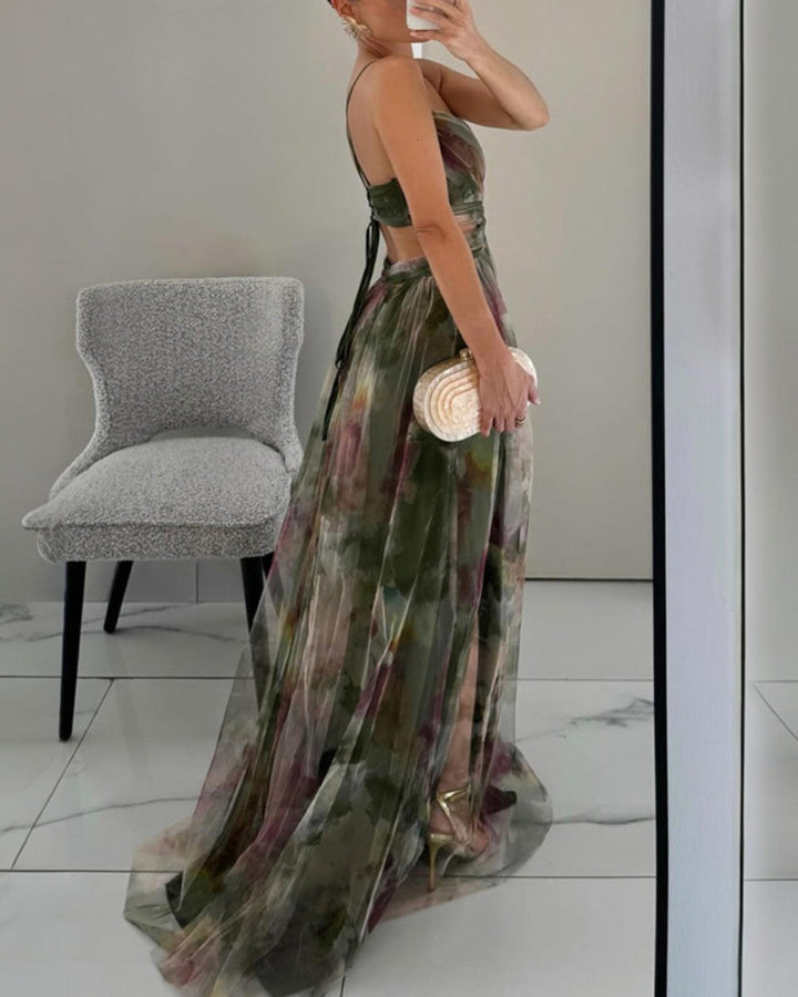 Alveria Milano| Incantevole Maxi Dress con Stampa Floreale