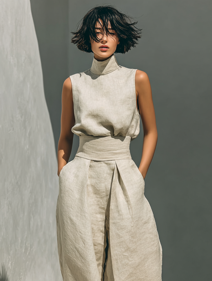 Marieta - Elegante Completo in Lino e Cotone