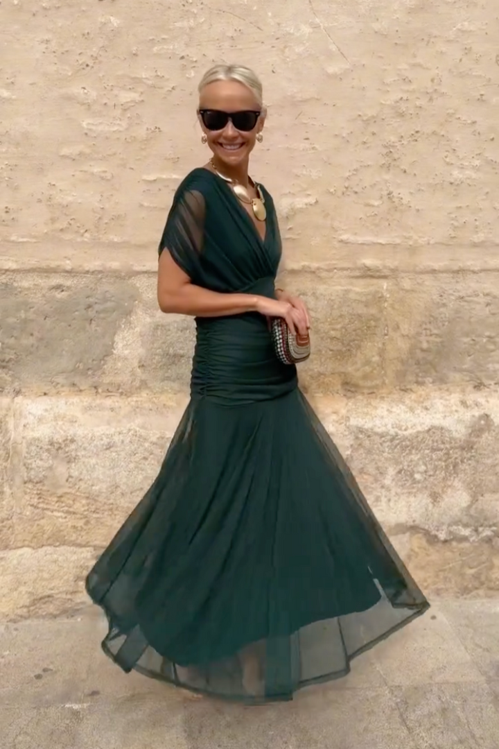 Louise | Elegante Abito Maxi da Festa con Collo a V