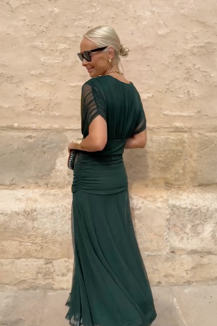 Louise | Elegante Abito Maxi da Festa con Collo a V
