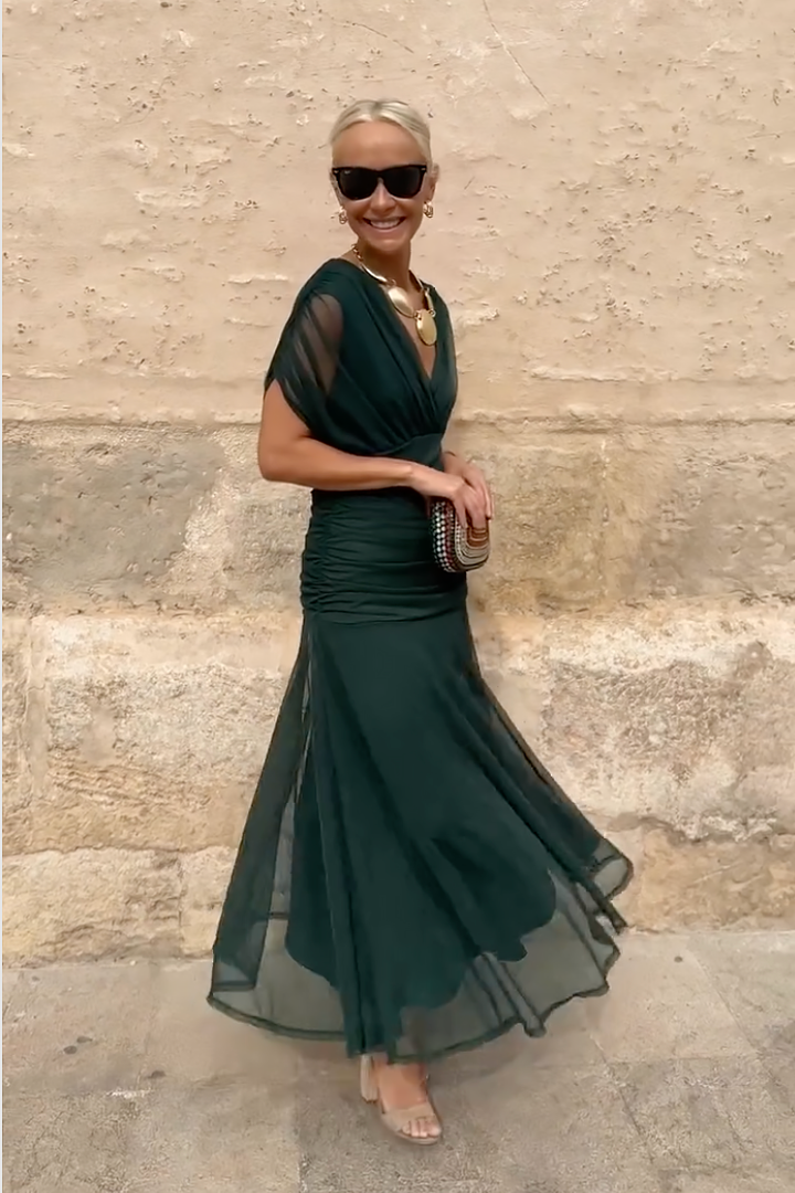 Louise | Elegante Abito Maxi da Festa con Collo a V