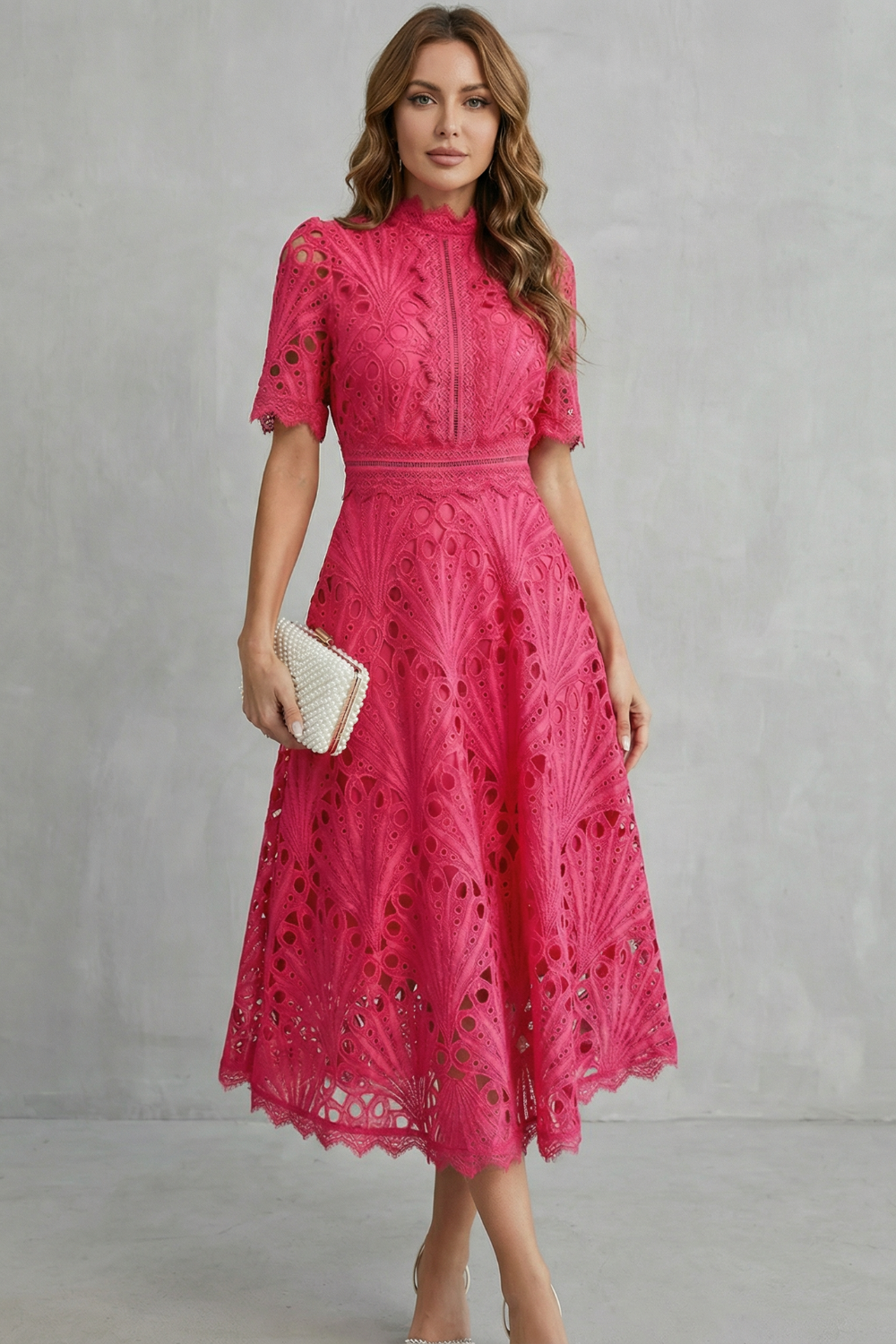 Abito Midi Elegante in Pizzo - Elegante