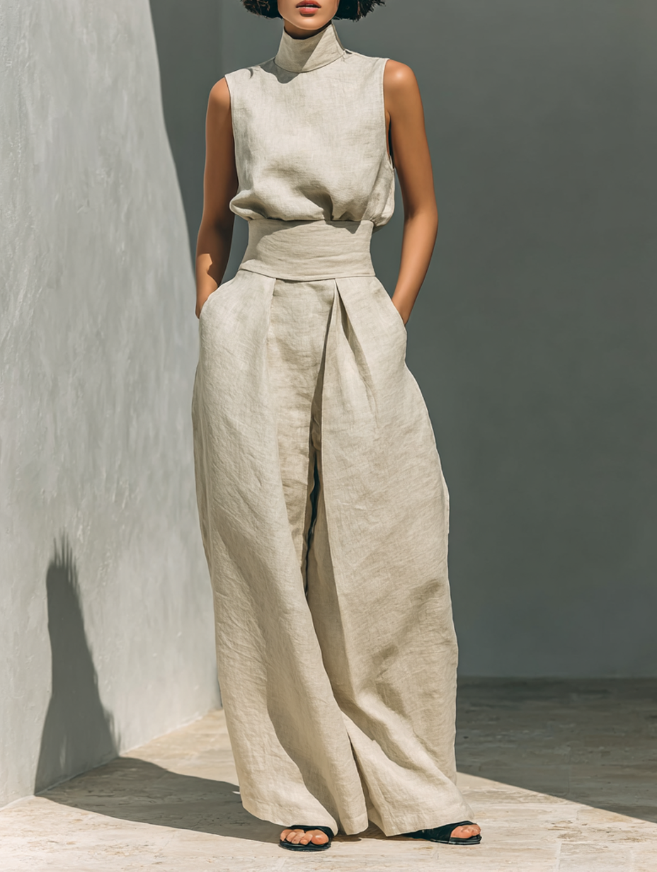 Marieta - Elegante Completo in Lino e Cotone
