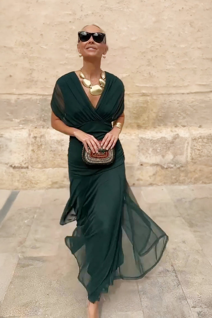 Louise | Elegante Abito Maxi da Festa con Collo a V