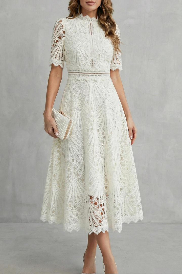 Abito Midi Elegante in Pizzo - Elegante