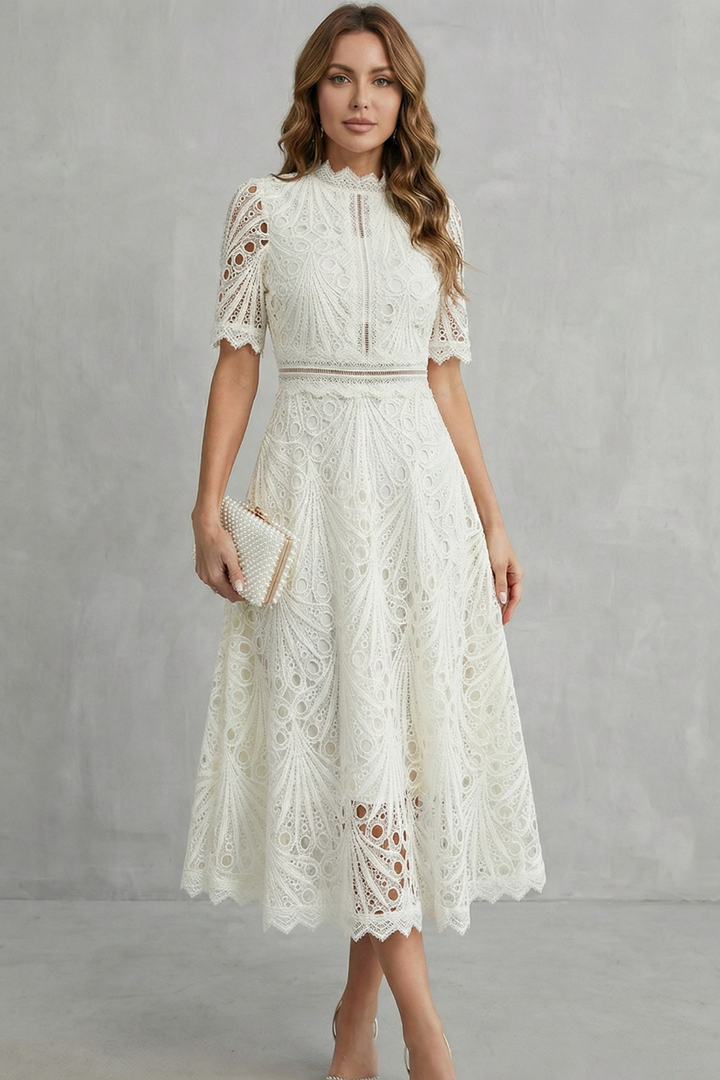 Abito Midi Elegante in Pizzo - Elegante