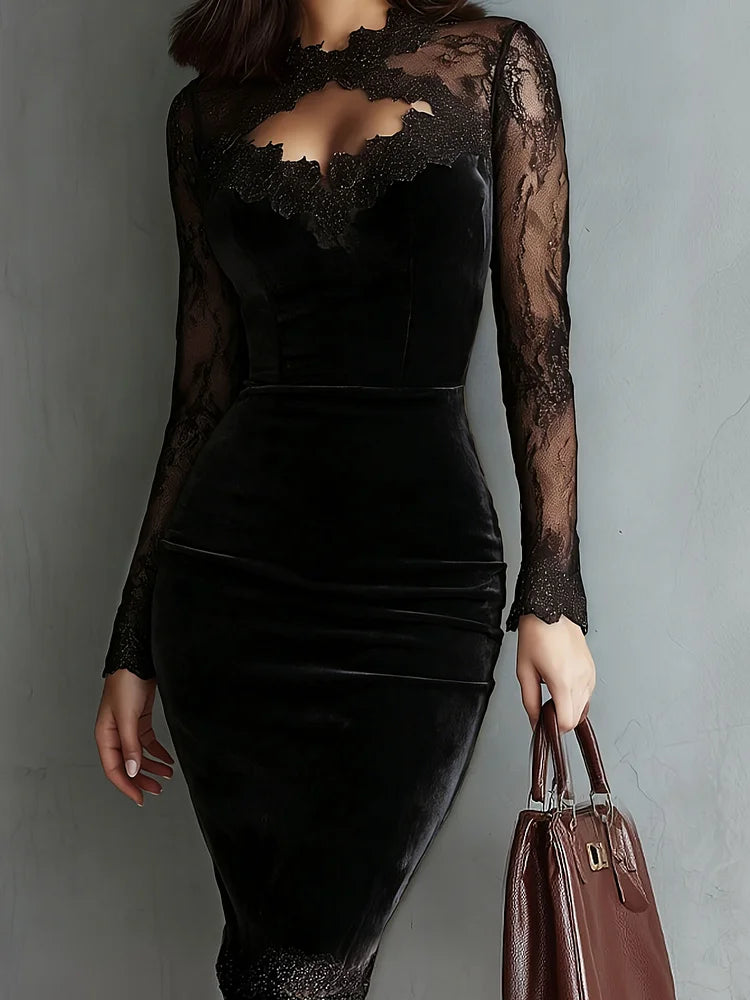Vestito in Pizzo Sexy con Scollo a V