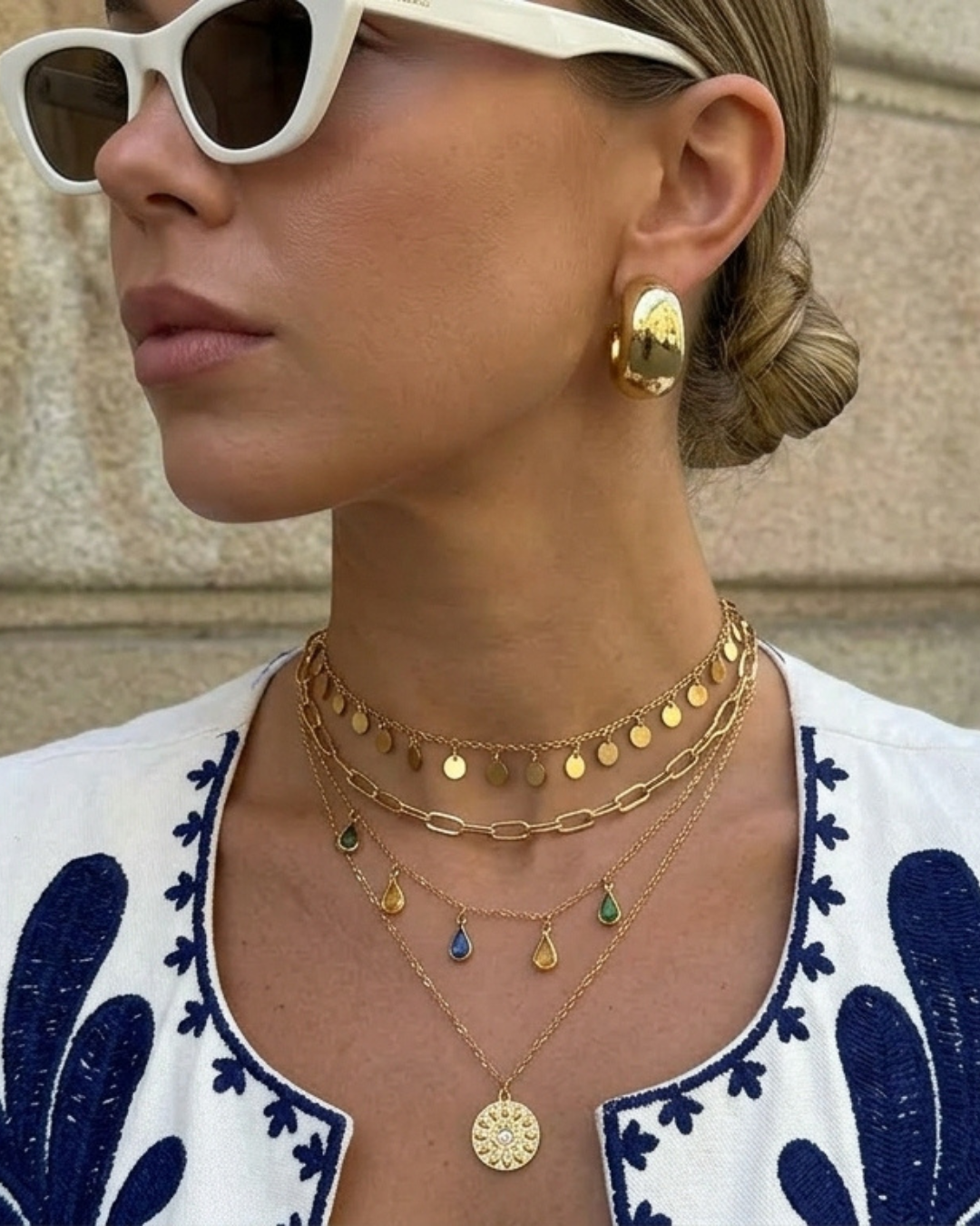 SET COLLANA MIDI - Impattante Set di Catene con Charm, Monete e Gemme