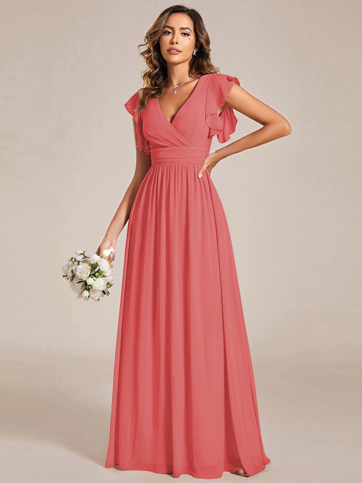 LILYANA | Abito chiffon elegante con volant