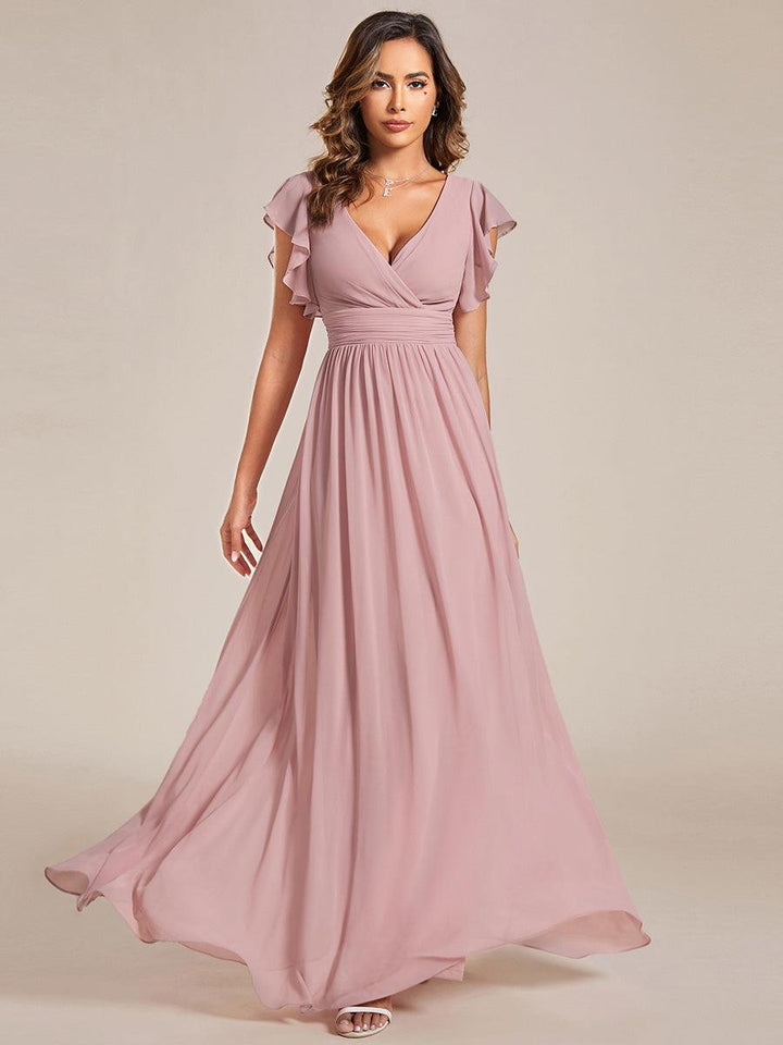 LILYANA | Abito chiffon elegante con volant