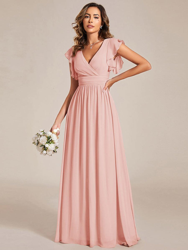 LILYANA | Abito chiffon elegante con volant