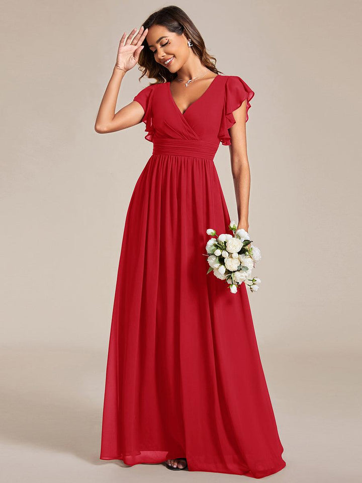 LILYANA | Abito chiffon elegante con volant