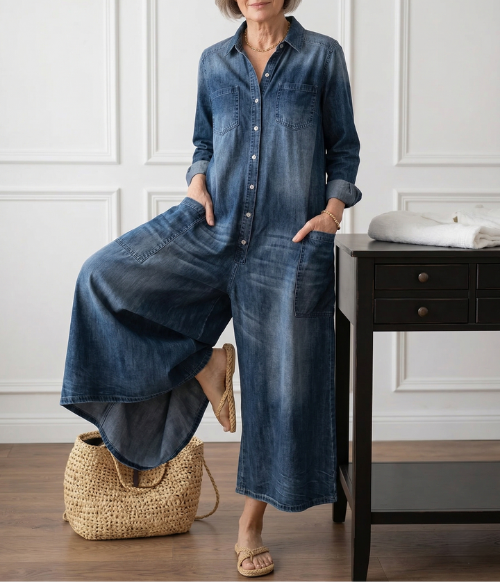 Diana™ | Kombinezon z denimu vintage na guziki