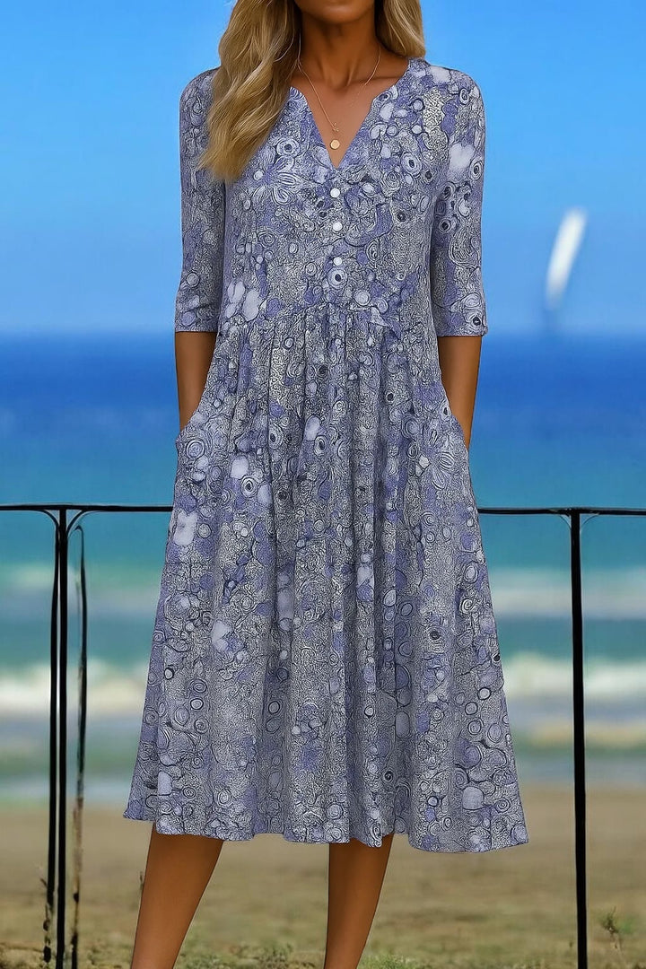 Harlow | Graceful V-Neck Elegance Midi Dress