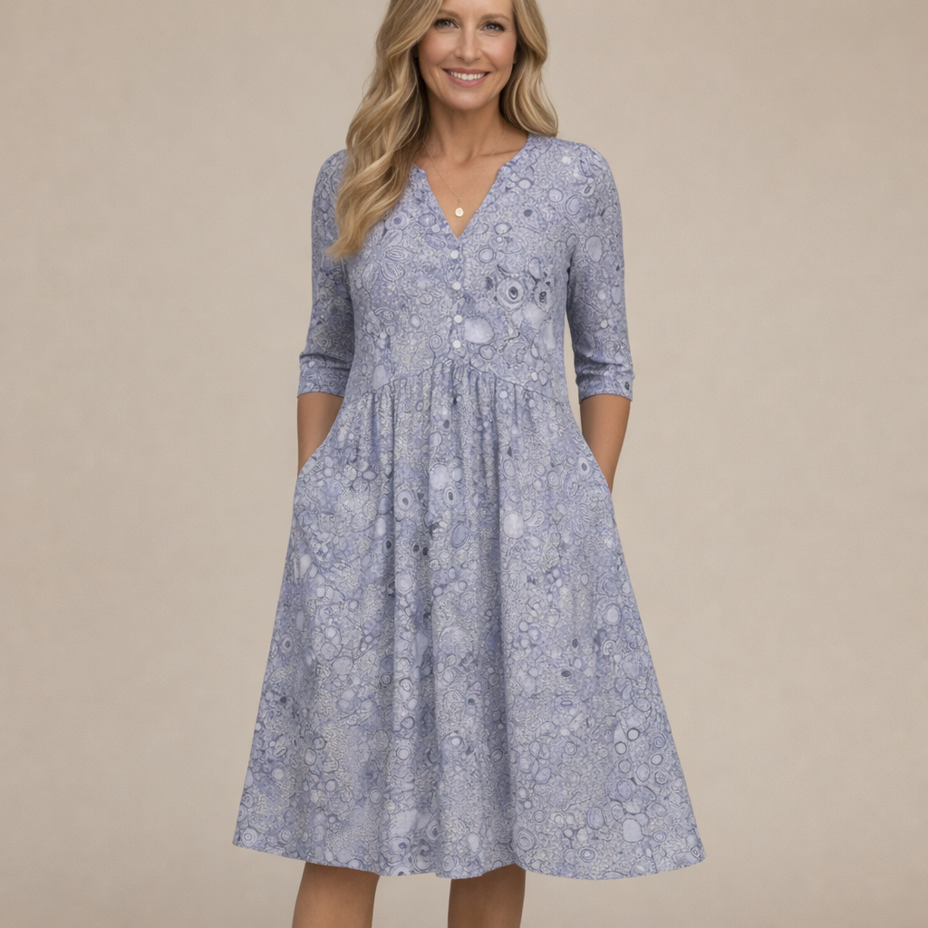 Harlow | Graceful V-Neck Elegance Midi Dress