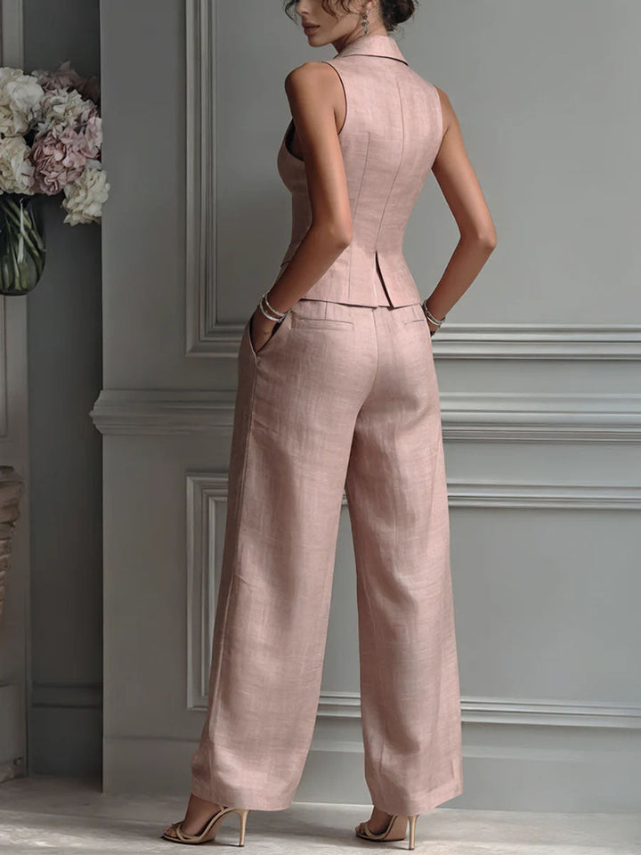 Selmira™ | Elegancki Dwuczęściowy Komplet z Dekoltem V i Guzikami