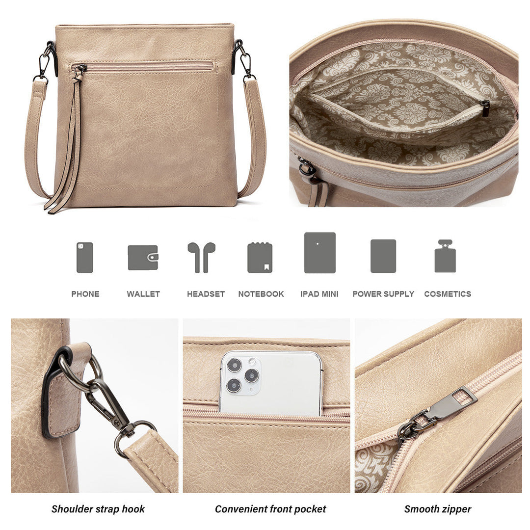 Miękka torebka hobo w stylu slouchy - zestaw 3-częściowy