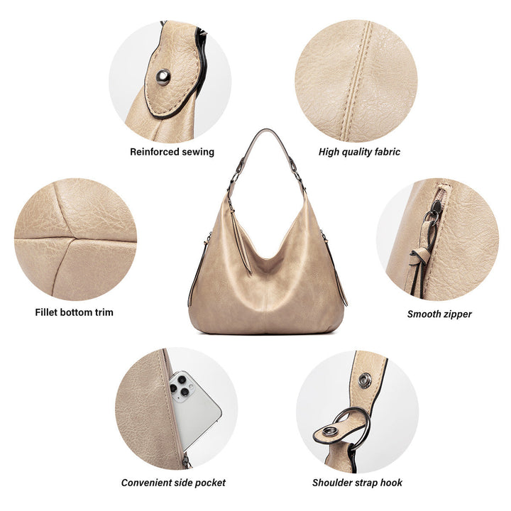 Miękka torebka hobo w stylu slouchy - zestaw 3-częściowy