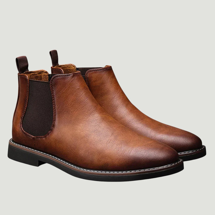 Mikołaj | Brązowe eleganckie skórzane buty