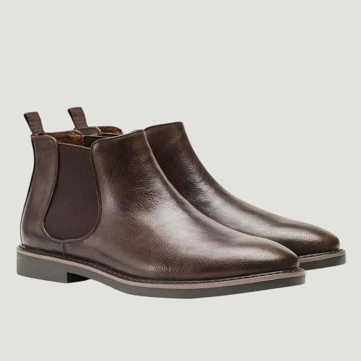 Mikołaj | Brązowe eleganckie skórzane buty