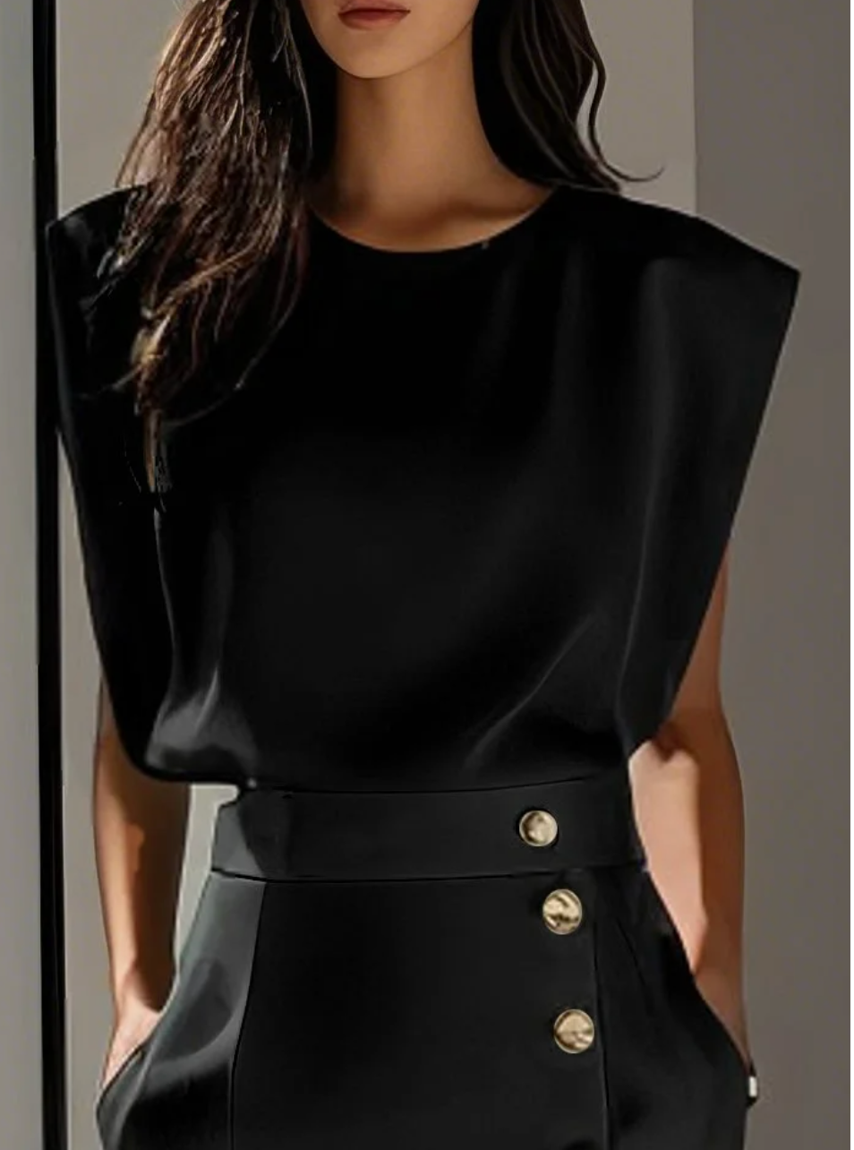 Sophie - Elegante Abito midi aderente con bottoni dorati