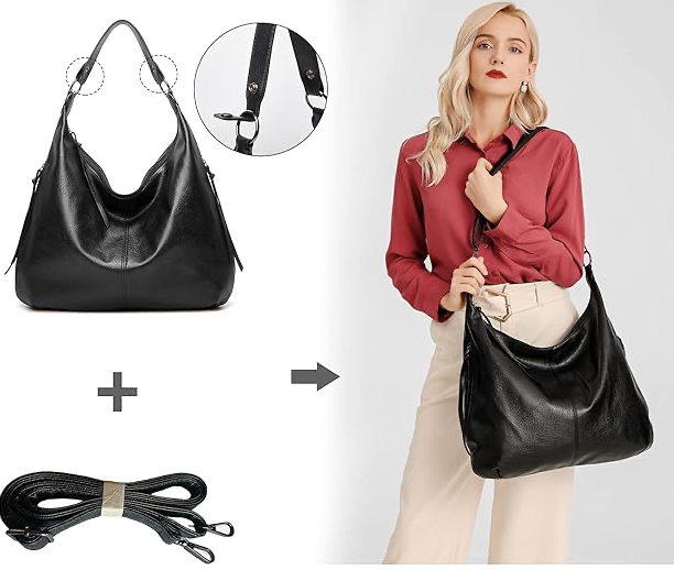 Miękka torebka hobo w stylu slouchy - zestaw 3-częściowy