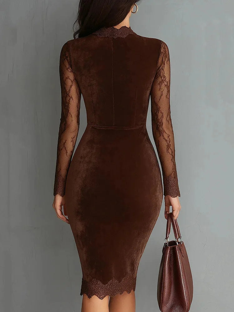 Vestito in Pizzo Sexy con Scollo a V
