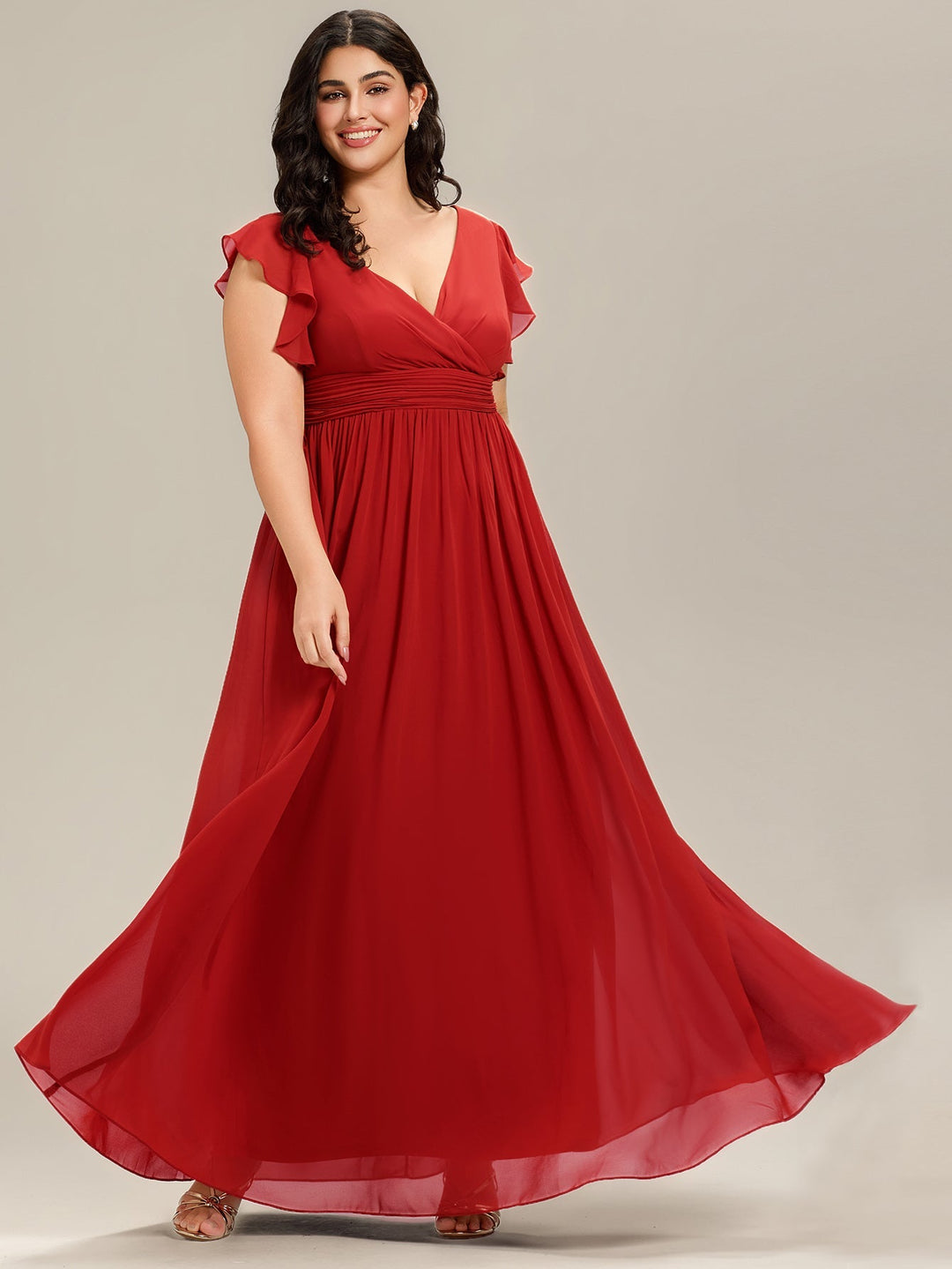 LILYANA | Abito chiffon elegante con volant