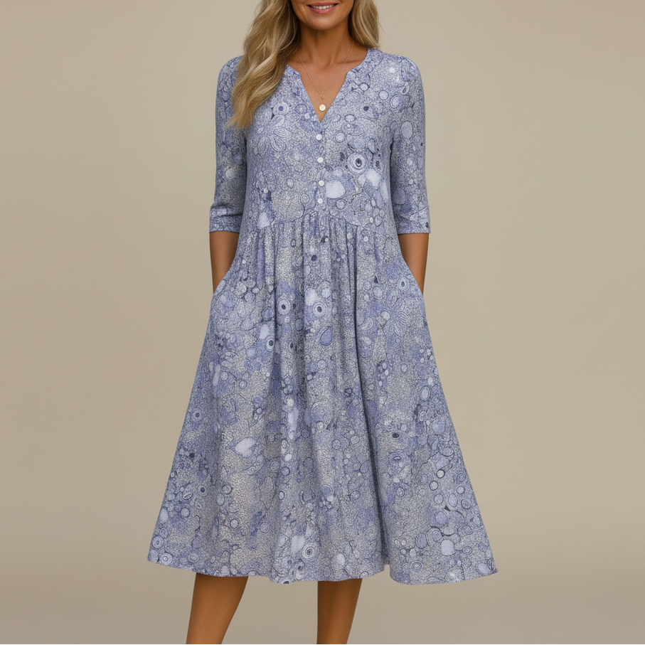Harlow | Graceful V-Neck Elegance Midi Dress