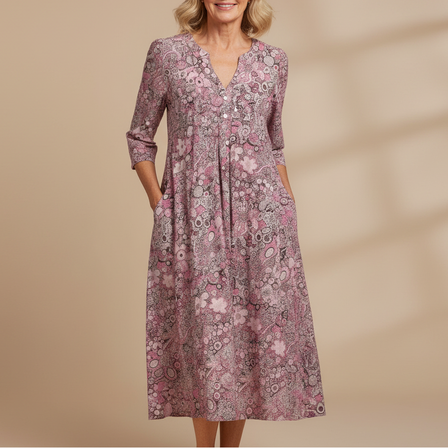 Harlow | Graceful V-Neck Elegance Midi Dress