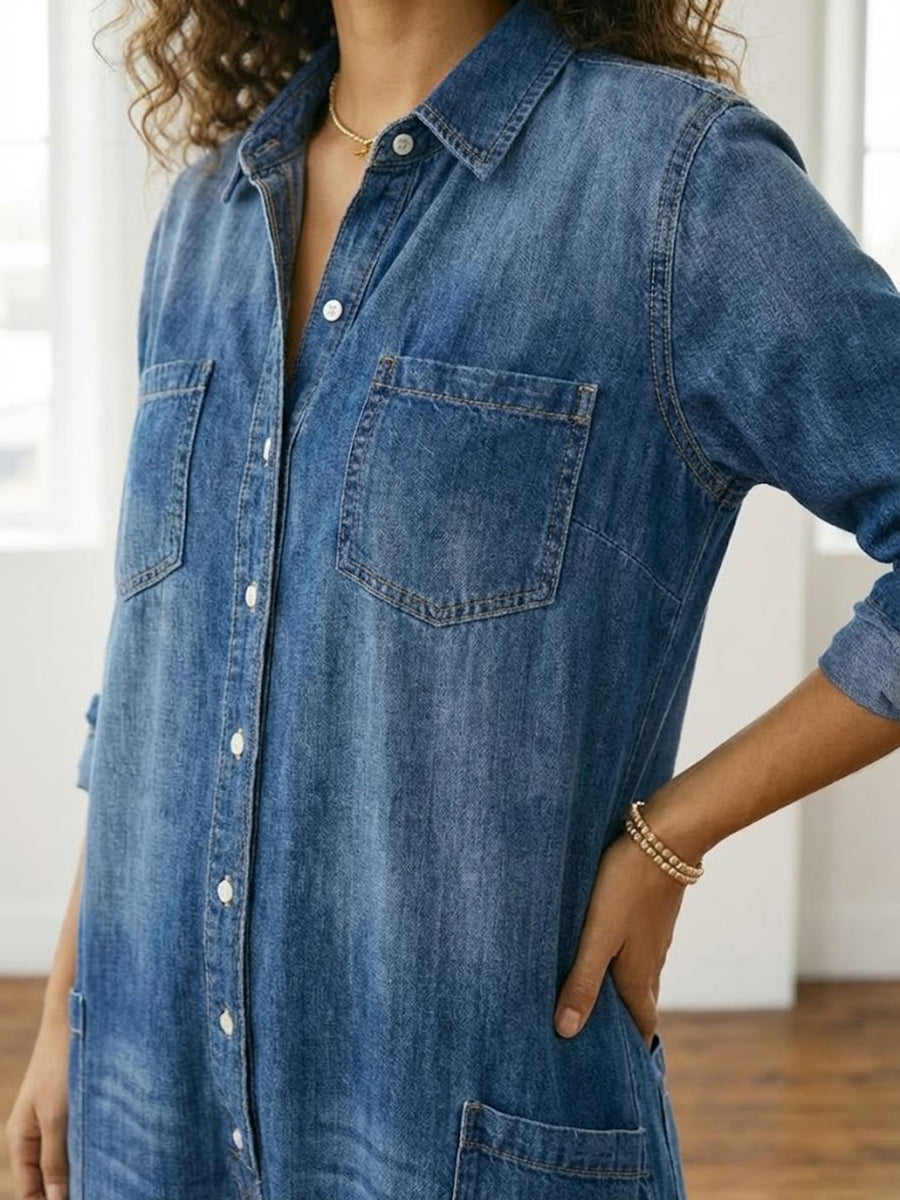 Diana™ | Kombinezon z denimu vintage na guziki
