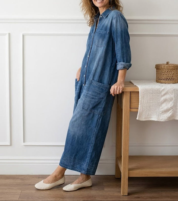 Diana™ | Kombinezon z denimu vintage na guziki