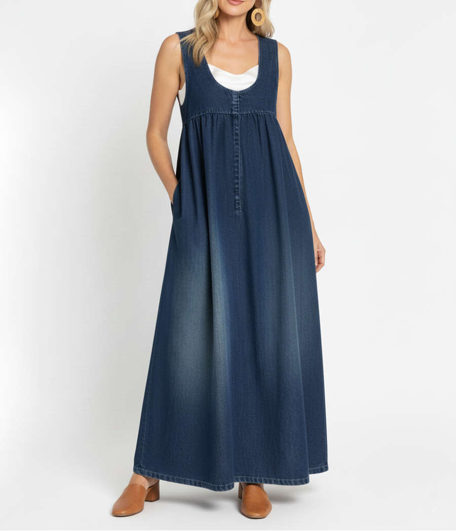 Karen™ | Długa sukienka z vintage denimu