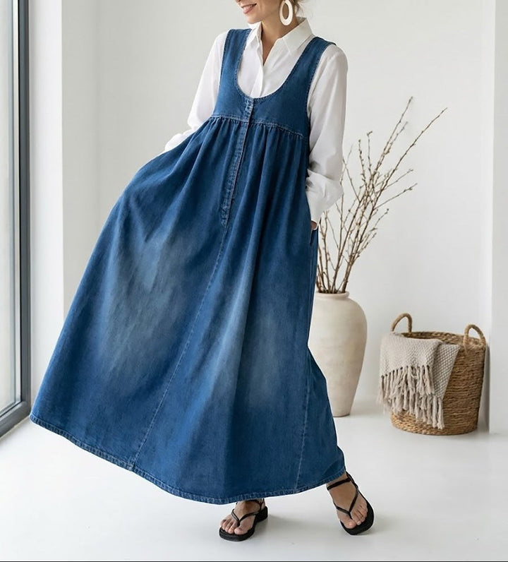 Karen™ | Długa sukienka z vintage denimu