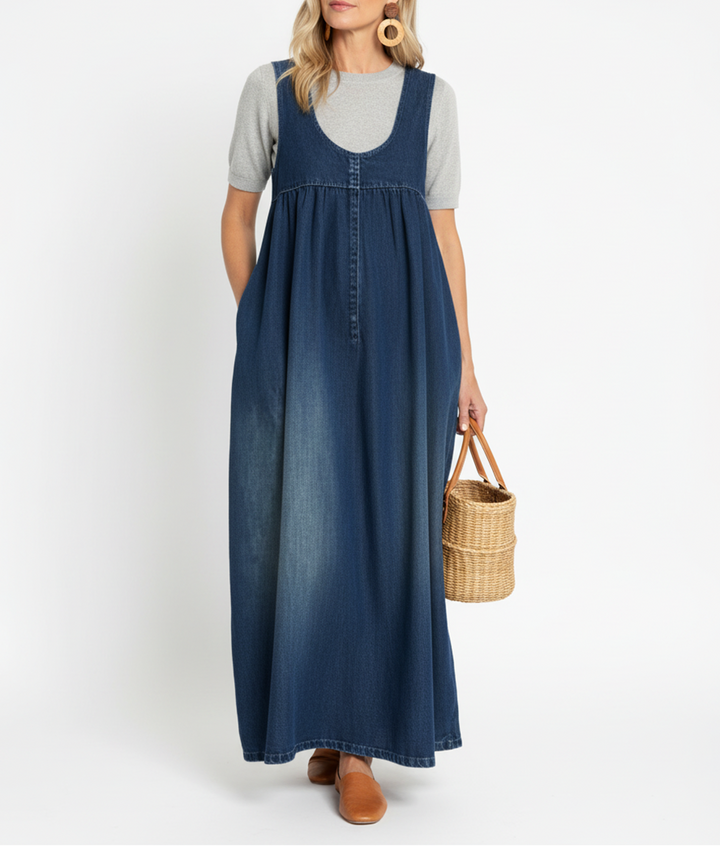 Karen™ | Długa sukienka z vintage denimu