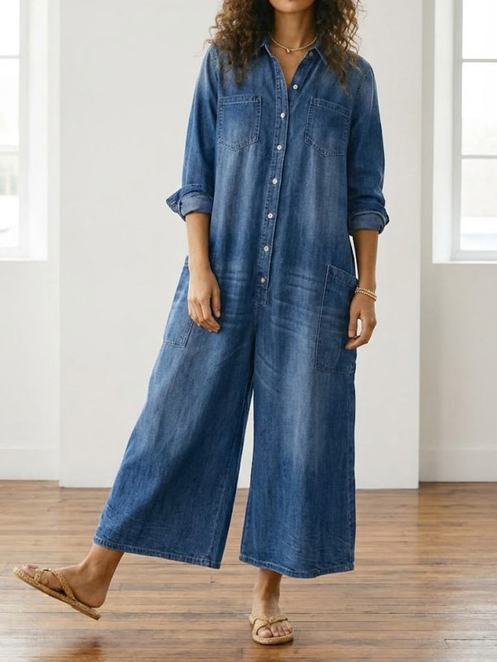Diana™ | Kombinezon z denimu vintage na guziki