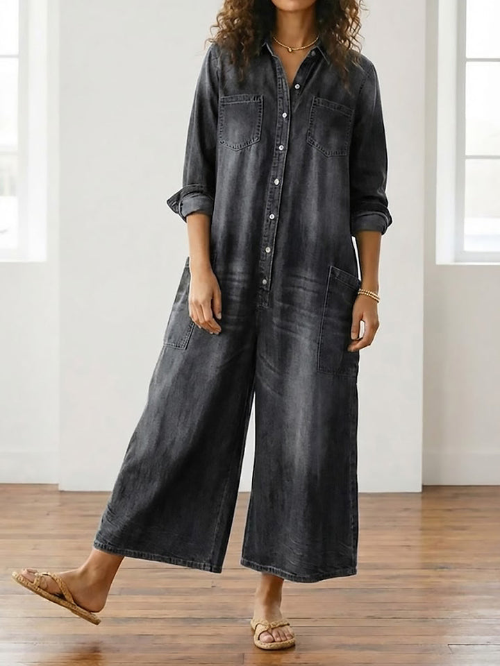 Diana™ | Kombinezon z denimu vintage na guziki