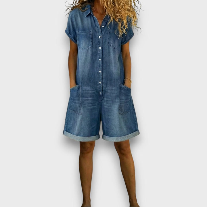 Joan™ | Krótki kombinezon bawełniany w stylu denim