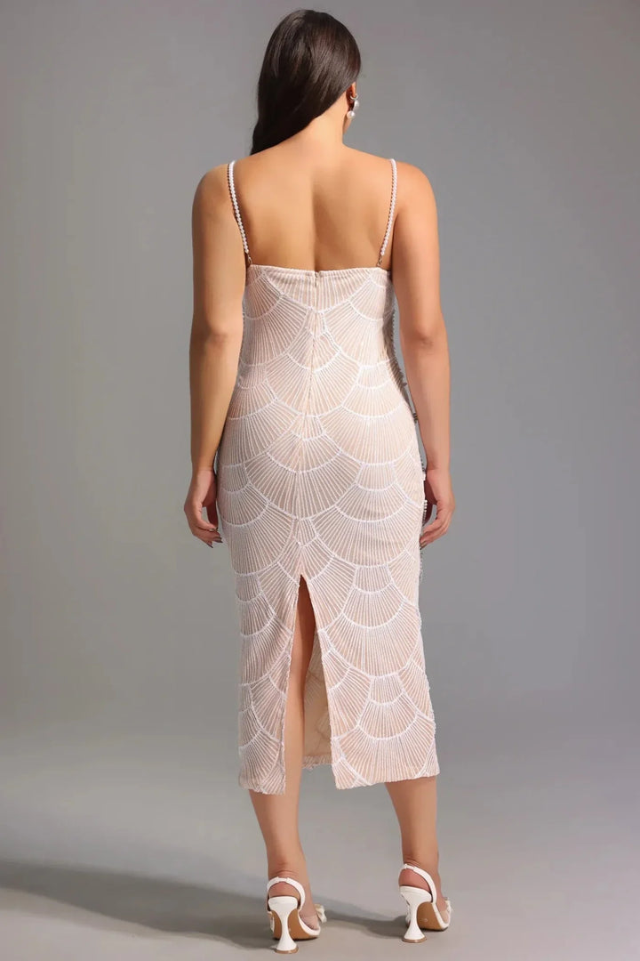 ELARA | Abito midi elegante lavorato con dettagli cut-out
