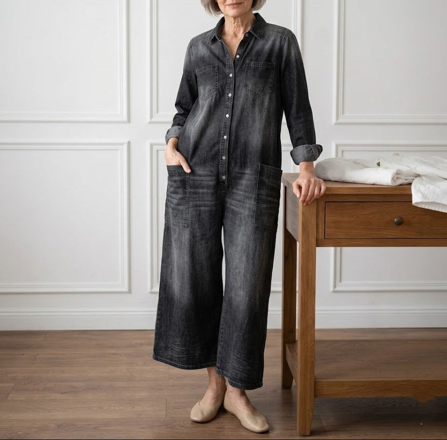 Diana™ | Kombinezon z denimu vintage na guziki
