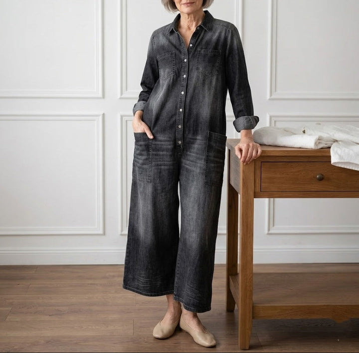 Diana™ | Kombinezon z denimu vintage na guziki