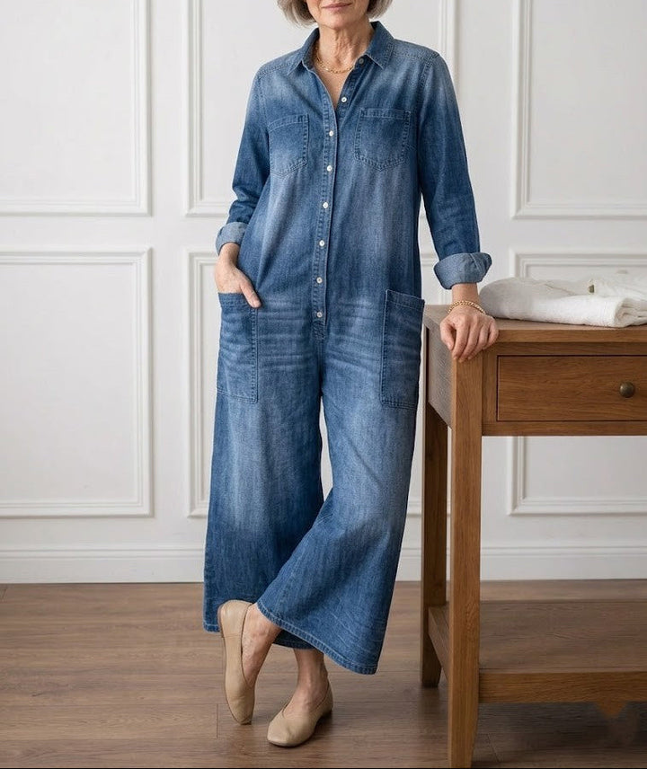 Diana™ | Kombinezon z denimu vintage na guziki