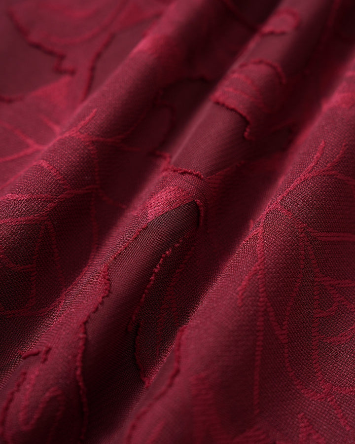 Abito Midi in Chiffon Jacquard Rosso Vivo