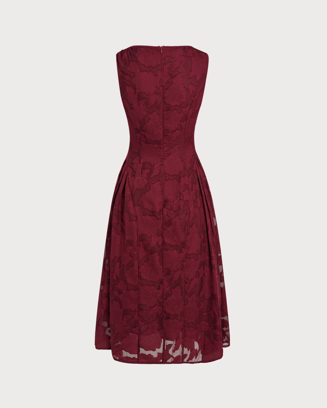 Abito Midi in Chiffon Jacquard Rosso Vivo