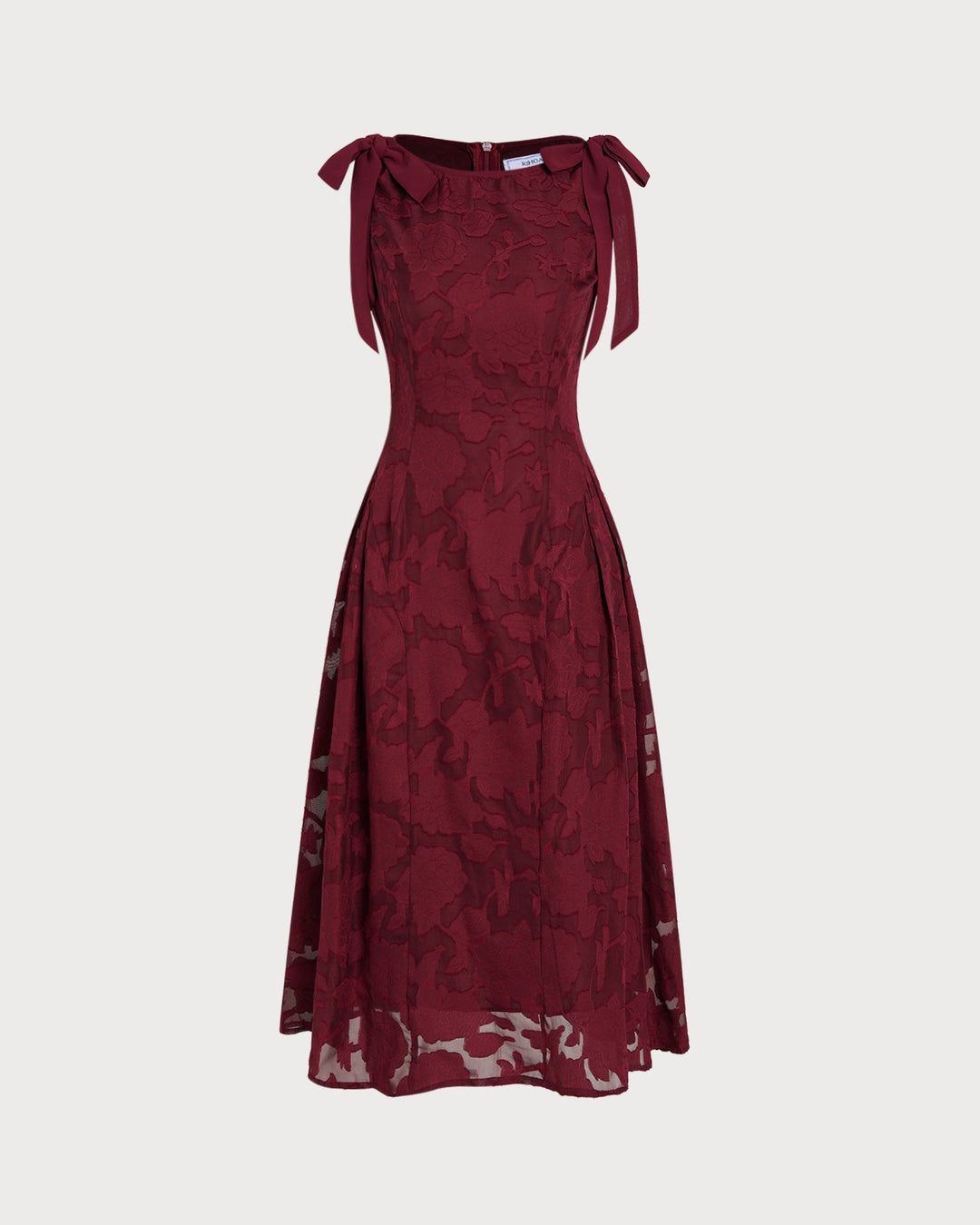 Abito Midi in Chiffon Jacquard Rosso Vivo